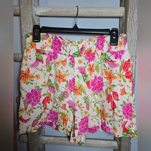 Rachel Zoe Pink and Orange Hawaiian Tropical Floral Shorts Medium